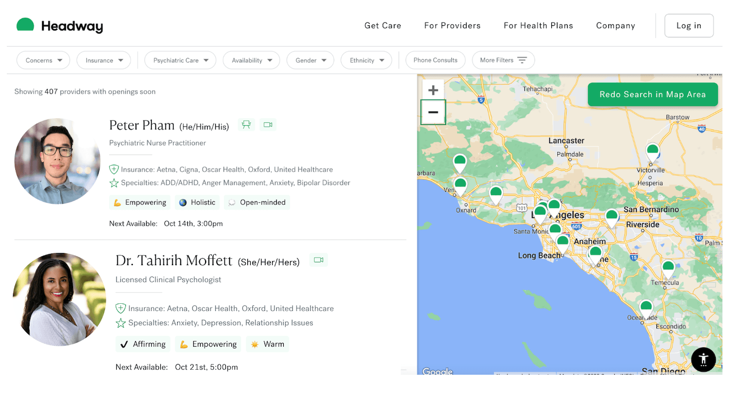 Headway providers in California